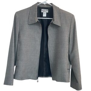 Pendleton Vintage Houndstooth Wool Zip-Up Jacket - Size Women’s 10 Black/White